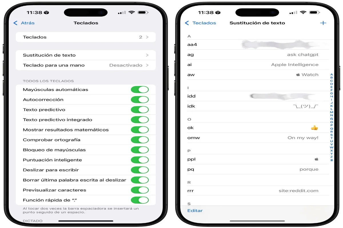activer la substitution de texte